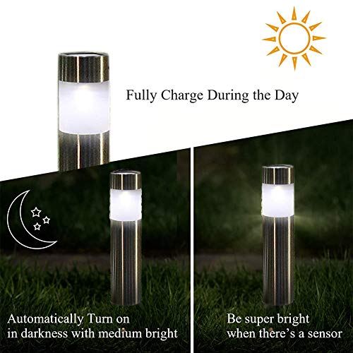 Solar Pathway Lights Outdoor,12-Pack Waterproof Solar Lights Outdoor Stainless Steel Painted Solar Light for Garden,Yard,Lawn