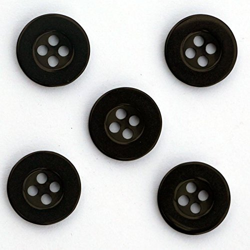 Boutons Unis avec 4 Trous en Resine 13mm - Lot de 10 - Noir