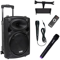 Micrófono Profesional Para Radio Fm DYNASONIC - Dynapro 10’ (última generación) Altavoz portátil Sistema Audio Profesional Potencia 500W - USB Bluetooth Radio FM Micrófonos, Negro - Soporte para Dispositivos movil y Tablet