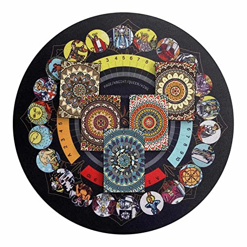 Alfombrilla de ceremonia con péndulo de goma, alfombrilla adivinatoria, mantel de cartas de tarot | tarjeta péndulo metafísico, regalo de bruja único para curación espiritual, meditación diámetro