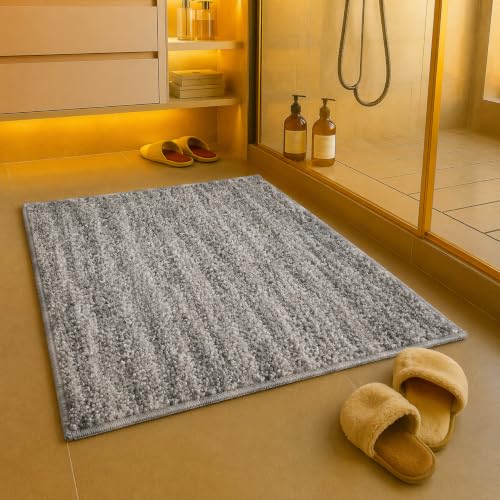 Image of Bathroom Mat Anti Slip Bathmat Water soak Absorbent Mats (40x60 CM, Grey)