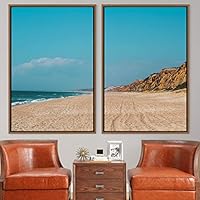 2 Piece Framed Canvas Wall Art Coastal Beach Canvas Prints Home Artwork Decoration for Living Room,Bedroom - 16