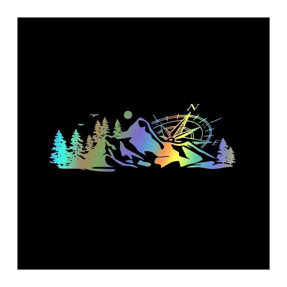Mountain Peak Compass Car Stickers Door Handle Decals Styling Body(Reflective Lasers)