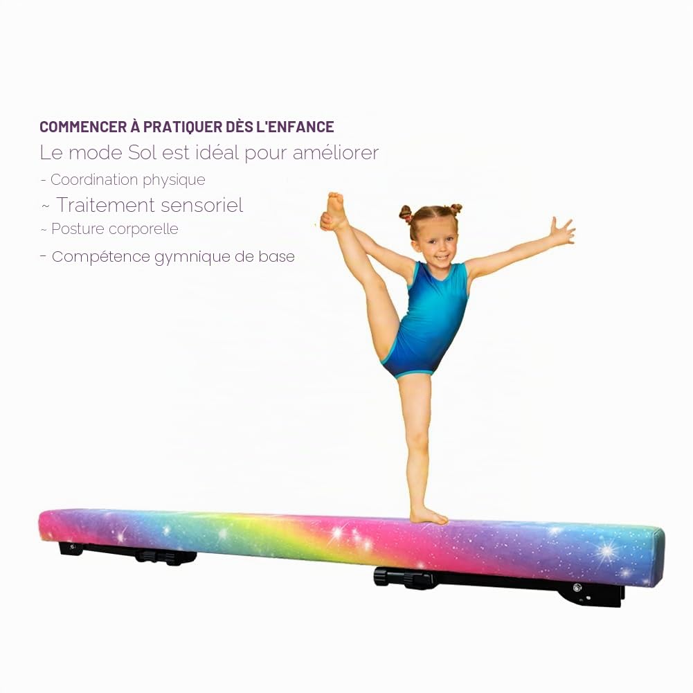 HomeSun Poutre d’Équilibre Gymnastique 240 cm | 4 Hauteurs Réglables 17–56 cm pour Enfants et Débutants