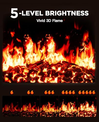 Image of Silonn Electric Fireplace Heater, Quick Heating Portable Fireplace with App & Remote,24″ Electric Corner Fireplace Low Noise with 5 Brightness Levels,Temp Control & Timer for Living Room,Bedroom,Black