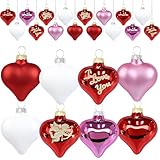 RumonZS 16 Stück Valentinstag-Herzornamente Verschiedene herzförmige Dekorationen Baumkugeln für romantische Valentinstage Hochzeitstage Muttertage Hauspartys Valentinstag Baumdekorationen