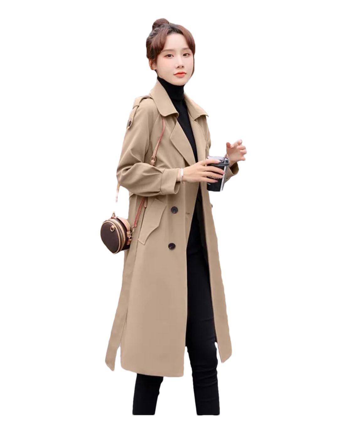 Trench da donna per con fodera trench femme doppio petto cappotto cintura giacca Lady Tops