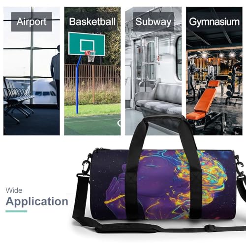 Men Women Duffel Bag, Waterproof Weekender Overnight Shoulder Bag Large Gym Sport Bags Trippy Moon Goddess Art Travel Storage Handbag3