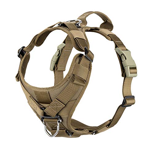 ICEFANG Tactical Dog Strap Harness Vest with Handle,Padded Front Chest Protector,5 Point Adjustable ,No-Pull Leash Attachment for Walking Training (XL (Neck:20