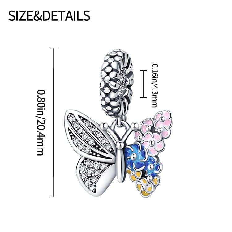 MICOO 925 Sterling Silver Charms for Bracelets and Necklace,Butterfly Music Dangle Pendants Beads Charms Jewelry Gift for Women,Fit Pandora European Bracelets2