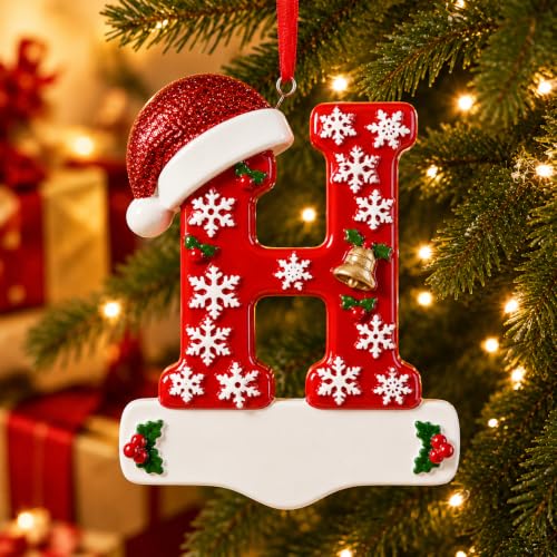 Image of Bemaystar 3D Resin Letter Christmas Ornaments, Hand Painted Initial Christmas Tree Ornaments, Premium Holiday Decoration for Family Christmas Tree Decor, Ornaments for Christmas Tree, H
