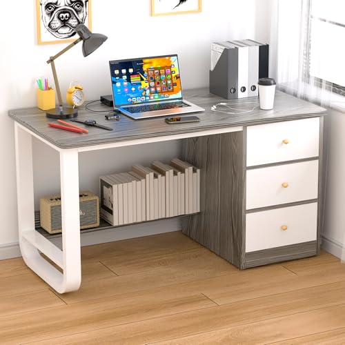 Catálogo de Home Depot Escritorios comprados en linea. 48 Escritorio de Oficina Minimalista,120CM Escritorio para Computadora con 3 Cajones y Estante,Escritorio de 50CM de Ancho,Escritorio de Estudio para Oficina en Casa,Estación de...