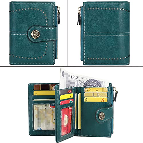 Small Women Wallet PU Leather Bifold Purse RFID Blocking Card Holder Yellow One Size(Blue)2