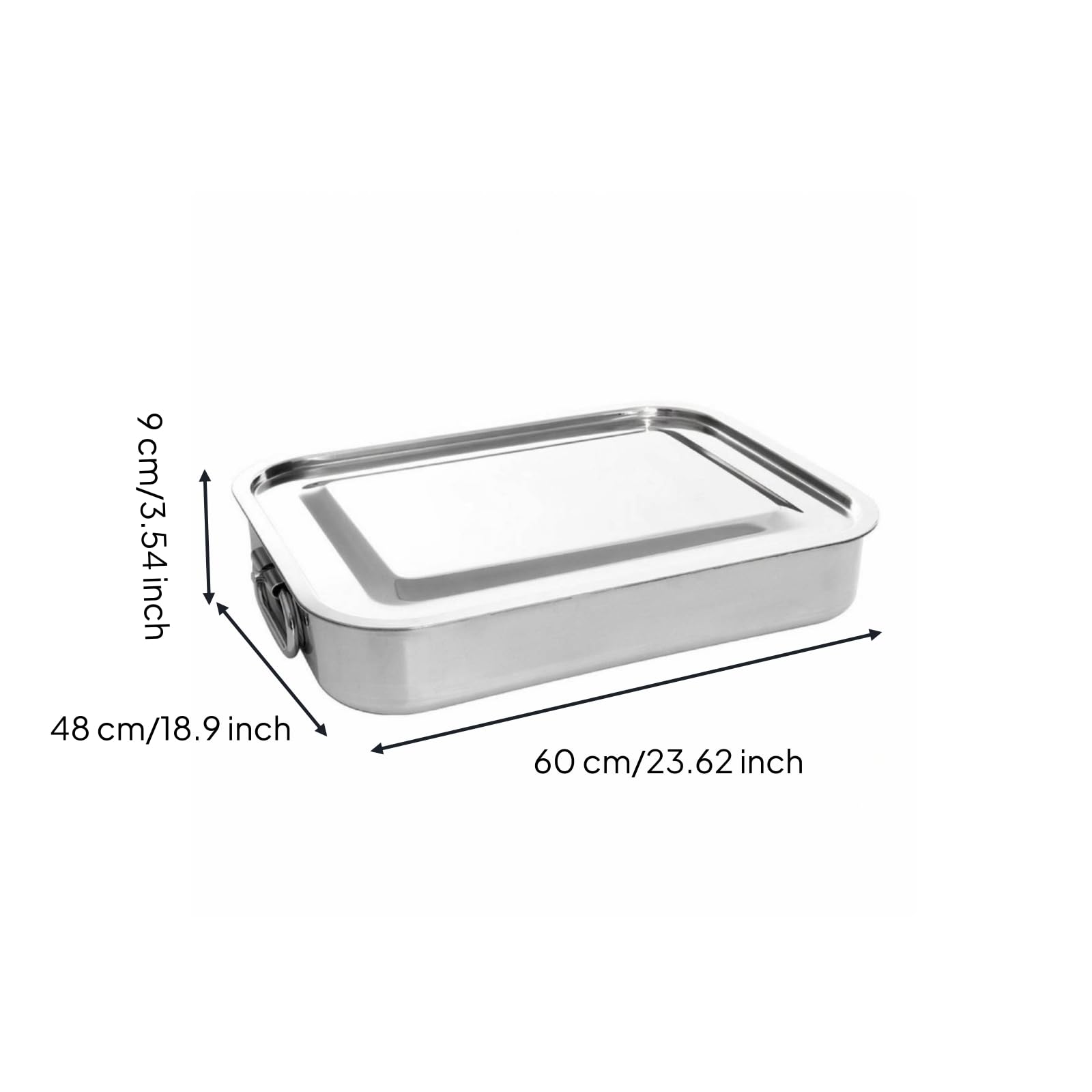 Plateau Rectangulaire en Acier Inoxydable 304 Plateau Service en Acier Inoxydable Poignées Robuste pr Caterers, Cuisine, 600x480x90mm