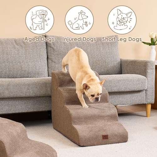 image for EHEYCIGA Curved Dog Stairs Ramp for High Beds 19.7