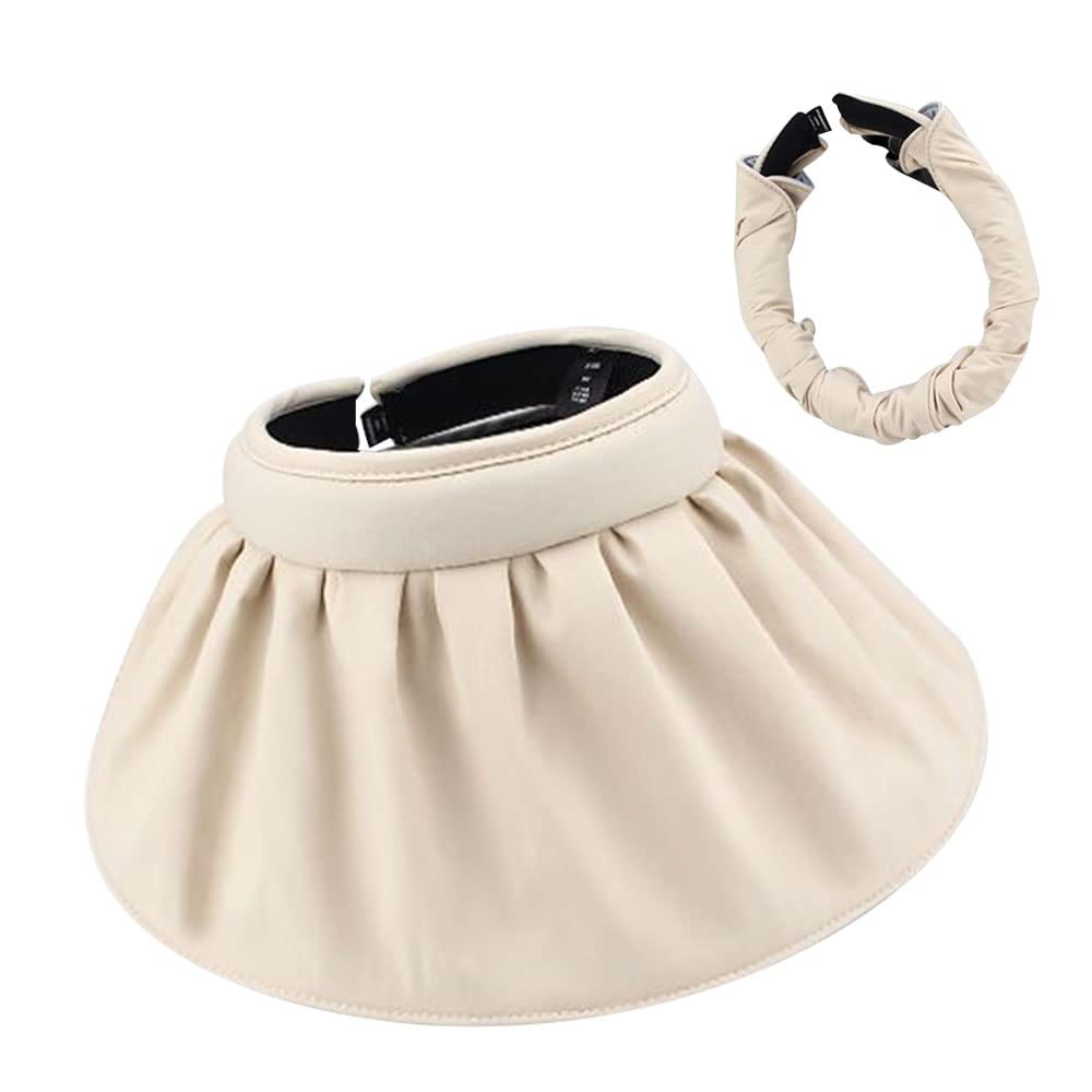 Sun Visor Hat for Women Girls Wide Brim Sweatband Beach Summer Tennis Sports Golf Cap Adjustable Ponytail Foldable Hat