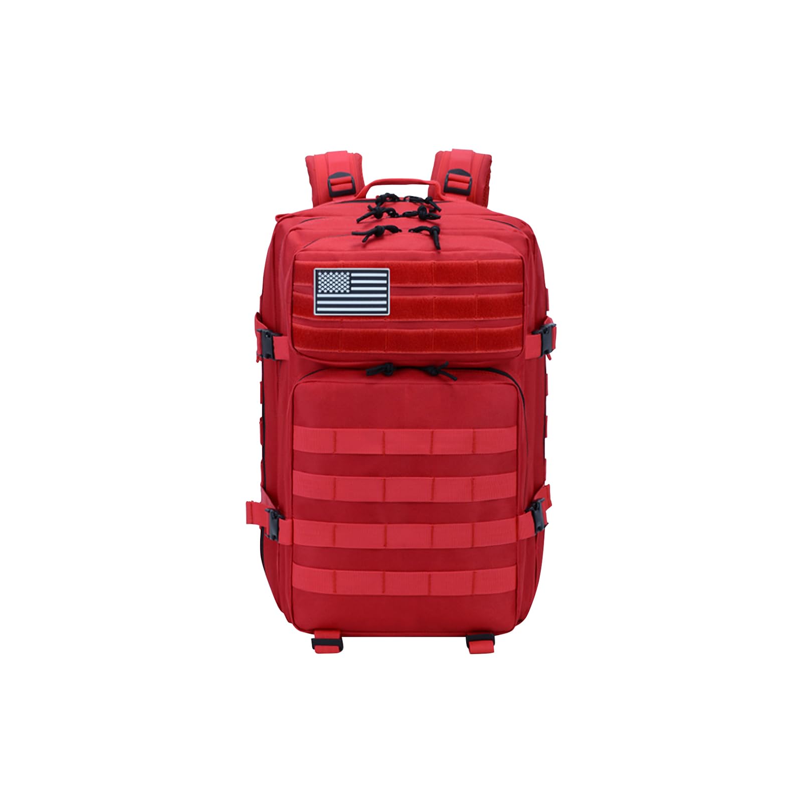 PORRASSO Tactical Outdoor Backpack 45L Large Military Backpack Molle Waterproof Rucksack 3 Day Bug Out Bag for Hiking Camping Travel Red