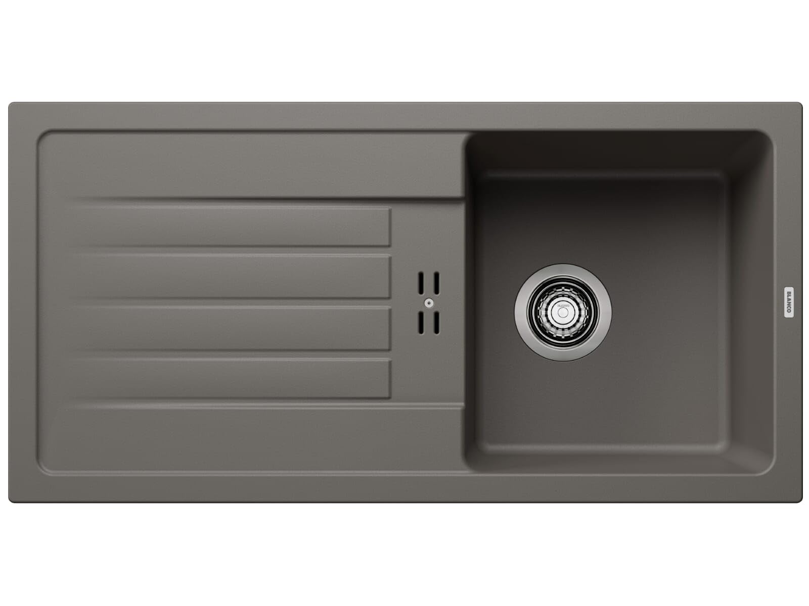 BLANCO Favum 45 S Silgranit Volcano Grey Installation Type: Installation from Above, Reversible, Without Drain Remote Control, 45 cm Base Cabinet, Large Basin, Easy-to-Clean Surface
