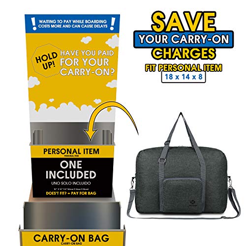 For Spirit Airlines Foldable Travel Duffel Bag Tote Carry on Luggage Sport Gym Duffle for Men and Women (Dark Grey)