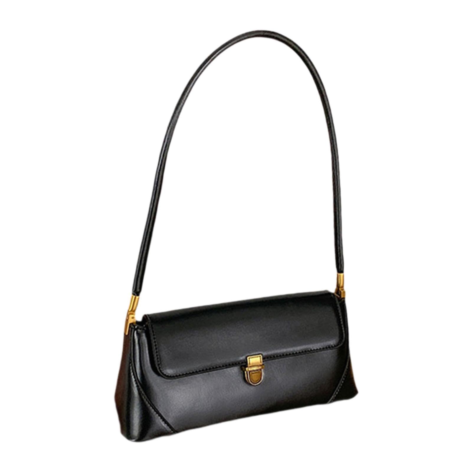 ™ Womens PU Leather Underarm Bag Chic Top Handle Handbag for Holiday Commuting Black-image-42