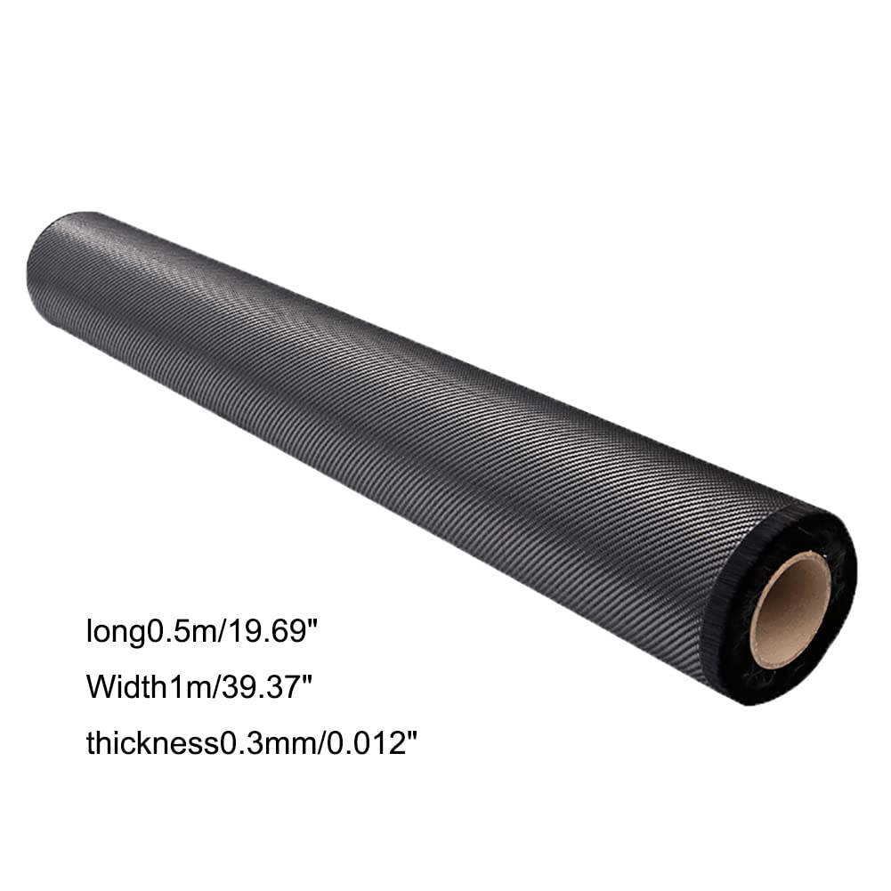 Tela de Fibra de Carbono 3K Tela Alta Fuerza para Reparación y Refuerzo | 200g/m² | 1mRollo Ancho 0.5mlongitud,Twill