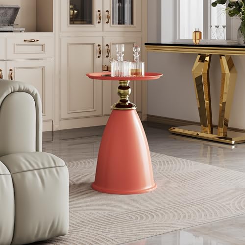 Luxury Small Round End Table, Metal Pedestal Accent Table for Sma...
