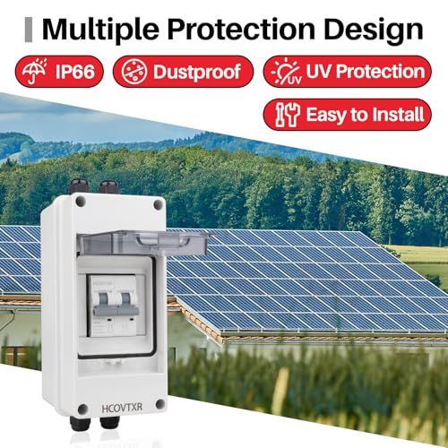 Image of 50 Amp Disconnect Box with Breaker,Solar Panel Disconnect Switch 1000 VDC,IP65 Breaker Box for Solar PV Homes