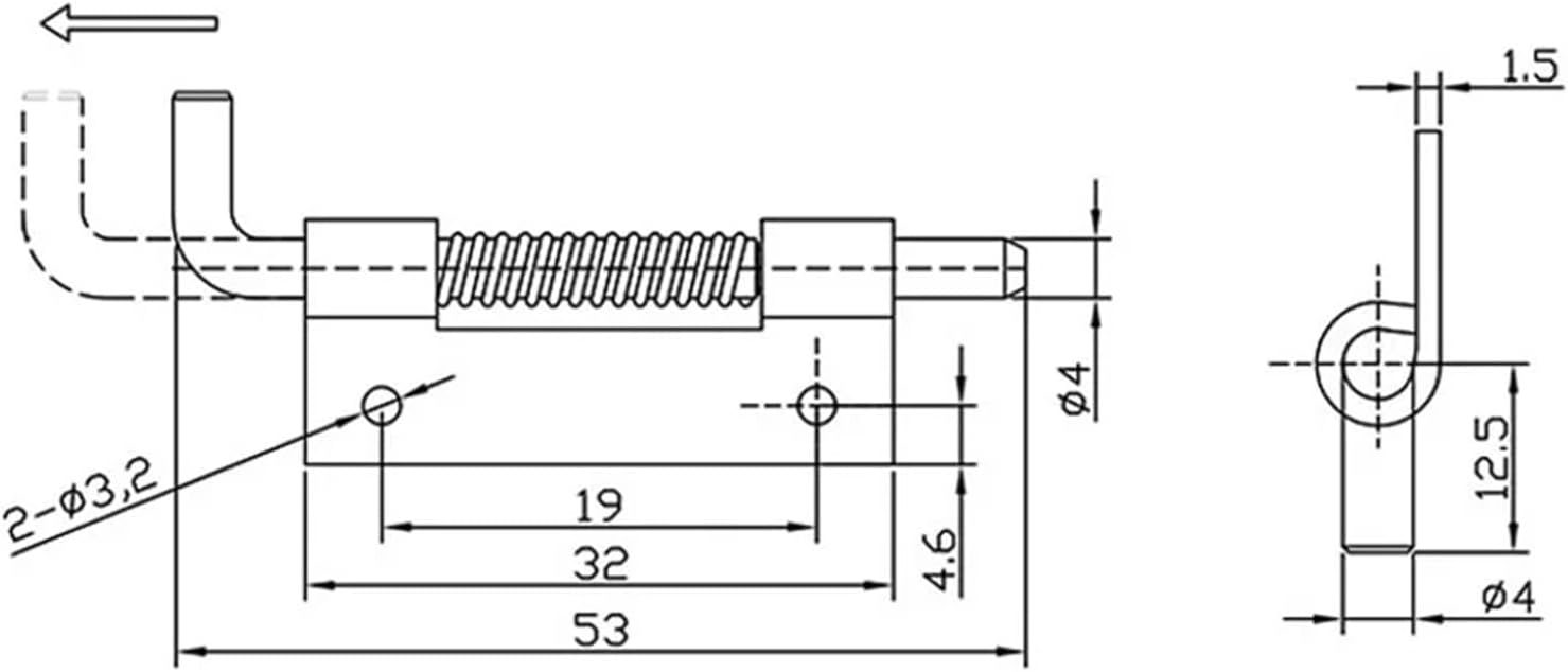 Pin Spring Hinge for Cabinet Doors of Electrical Equipment 304 Stainless Steel 1Pcs(Right)