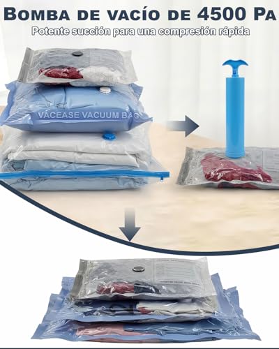 Miniatura 3 de Bolsas Vacio Ropa con Bomba Manual, 4 Bolsas Vacio Ropa Viaje (4 * 50x40cm), para Viajes, Mudanzas y Almacenamiento
