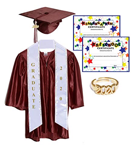 Child Shiny Maroon Deluxe Graduation Set, Medium