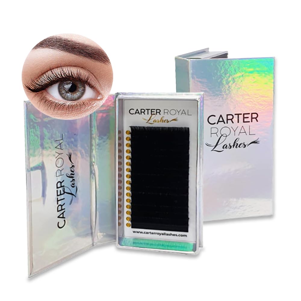 Carter Royal Russian Volume Silk Lashes Individual Eyelash Extensions Ultra-lightweight With Superior Curl Retention Easy Fan Lashes Curl Eyelashes 16 Rows