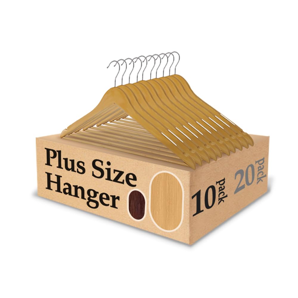 King Mills Cintres grande taille de 48,3 cm, bois naturel, lot de 10