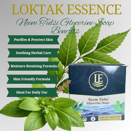 Image of Neem Tulsi Glycerine Soap Bar | Premium Handmade Herbal Soap with Neem, Tulsi, Aloe Vera & Vetiver | Gentle Cleansing for Oily & Dry Skin | 3 x 125g