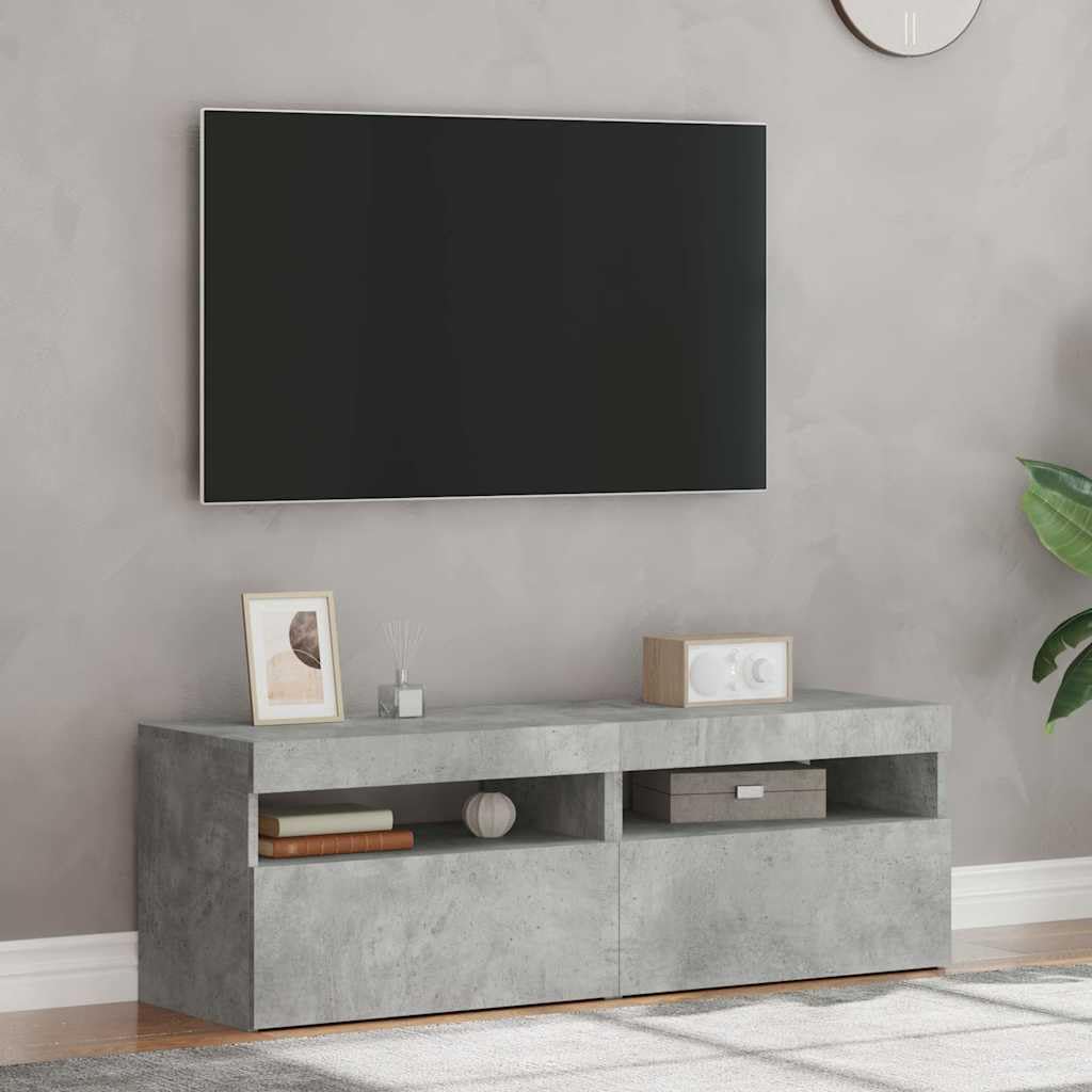vidaXL - TV-Möbel - TV-Schränke mit LED-Leuchten 2 Stk. Betongrau 60x35x40cm