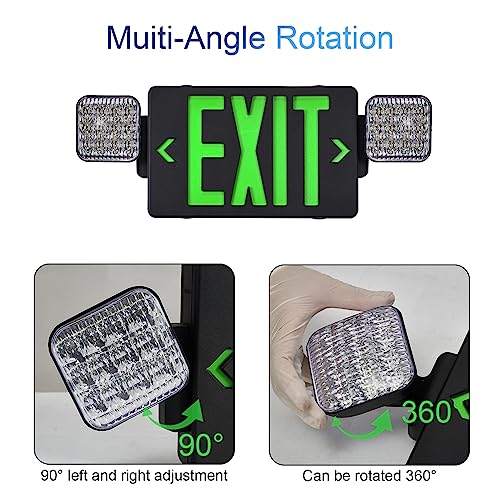 Image of TANLUX Black Housing Exit Sign with Emergency Lights, LED Emergency Exit Light with Battery Backup, UL Listed, AC 120 /277V, Commercial Emergency Lights Combo for Business - 6 Pack