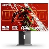 KOORUI 27 inch OLED Gaming Monitor, 1440P 240Hz Computer Monitor, 0.03ms, AdaptiveSync Compatible, 90W Type-C Charge, DCI-P3, Slim Screen, HDMI 2.0, DisplayPort 1.4, USB-C 3.1, VESA, Black, 27E8QK