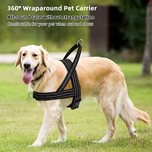 Hundegeschirr Mittelgroße Hunde, Hundegeschirr Grosse Gunde, Reflektierend Geschirr Hund Groß, Antizuggeschirr für Hunde, mit Weich Gepolstert, Reflektierend, Verstellbar (L)