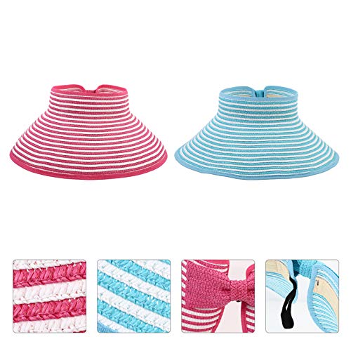BESPORTBLE 2Pcs Palha Pala de Sol Chapéus de Palha de Aba Larga Floppy Hat Dobrável Chapéu Do Verão