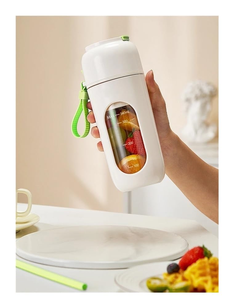 Spremiagrumi elettrico portatile per frullati, ghiaccio rasato e succhi, frullatore a 12 lame in acciaio inox con ricarica wireless (verde)