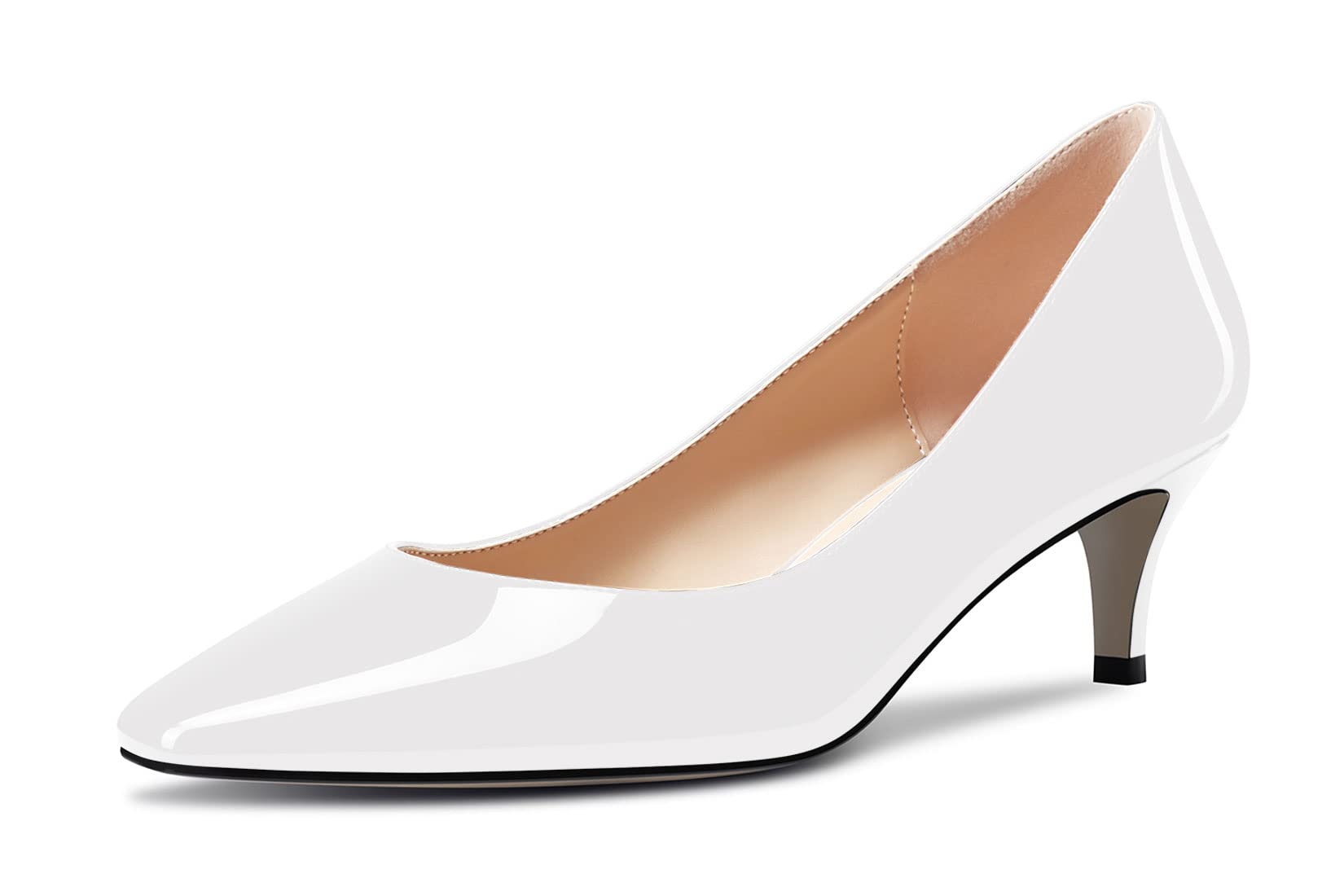 NobleOnly Mujer Bajos Gatito Heel Cerrado el Dedo del pie Cuadrada Punta Slip-on Pumps Clásico Cute Dress de Boda Fiesta Zapatos 5 CM Heels