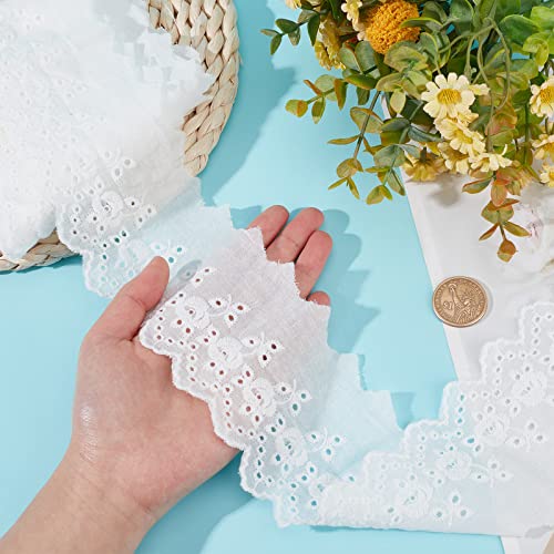 GORGECRAFT 7.5 Yards Cotton Lace Trim Eyelet Embroidery Fabric Curtain Tablecloth Slipcover Bridal Diy Clothing/Accessories for Diy Craft Sewing Wedding Decoration 90Mm Wide - Image 3