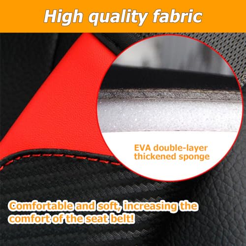 Image of Osilly 2PCS Car Seat Belt Cover, Carbon Fiber Seatbelt Shoulder Protection, Soft Car Seat Belt Strap Cushion Protect Your Neck and Shoulder, Car Accessories Seat Belt Pad for Car Truck (Red)