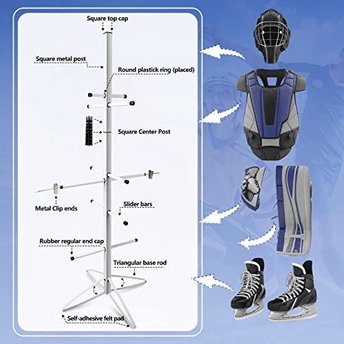 Hockey Equipment Dryer Rack Metal Hockey Equipment Gear Hockey Equipment Dryer Gear Holder Sports Tree Dryer Stand Deluxe Model Gear Drying Rack for Boys Hockey Football Lacrosse 55 x 21 Inch - Image 5
