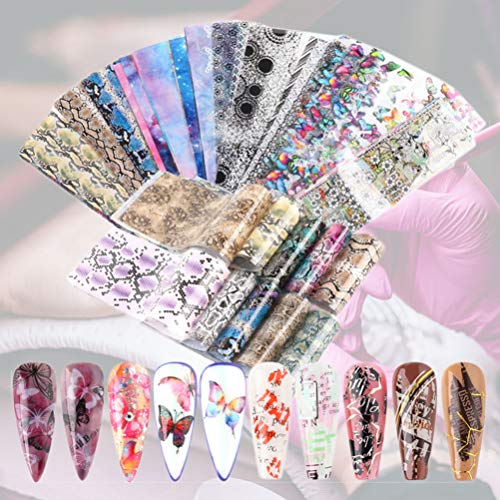 SOLUSTRE 100Pcs Nagelfolie Transferaufkleber Sternenhimmel Nagelkunst Aufkleber Tipps Wraps Folie Schmetterling Schlange Druck Nagelfolie Transferkleber DIY Nagelstudio Dekoration für – Bild 8