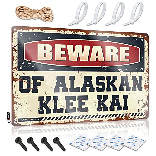 SWFG Panneau humoristique en métal avec inscription « Beware of Alaskan Klee Kai » (30 x 40 cm)