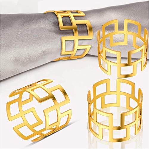 SYMINI 4 Stück Serviettenringe Gold Cover