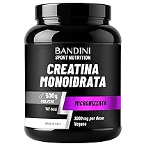Bandini® Creatina Monoidrata in Polvere 500g Pura al 100% – Integratore per Allenamento, Sport, Palestra e Pre Workout – Include Dosatore – 100% Vegan – A base di Creatine Monoidrato