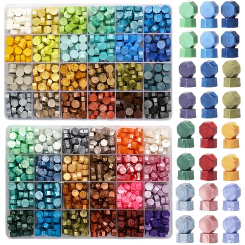 Image of 1200pcs Wax Seal Beads,48 Assorted Color Sealing Wax Beads Ideal for Seal Stamp Wedding Letter Envelope Decor Wine Bottle Sealing (Mix Color)