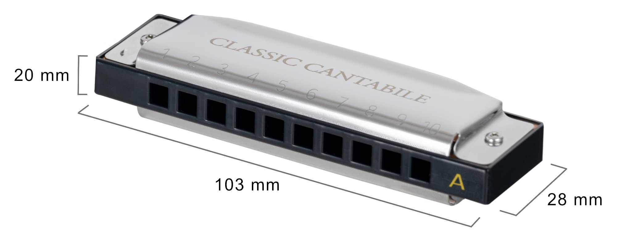 Classic Cantabile AHBS-7 Alabama Blues Harmonica Set da 7, Accordature: C | 7 armoniche diatoniche, B (H), Piastre armoniche speciali per il tipico suono blues harmonica, Incluso custodia in plastica
