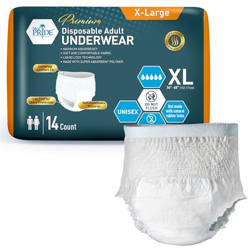 Image of MED PRIDE Disposable Adult Underwear,X-Large (56-68 in),Absorbent,Unisex,14